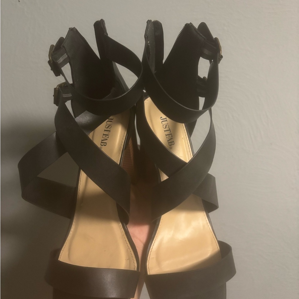 JustFab Elegant Black Strappy Heels